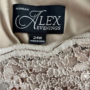 Alex Evenings Lace Sequin Evening Dress in Taupe Beige